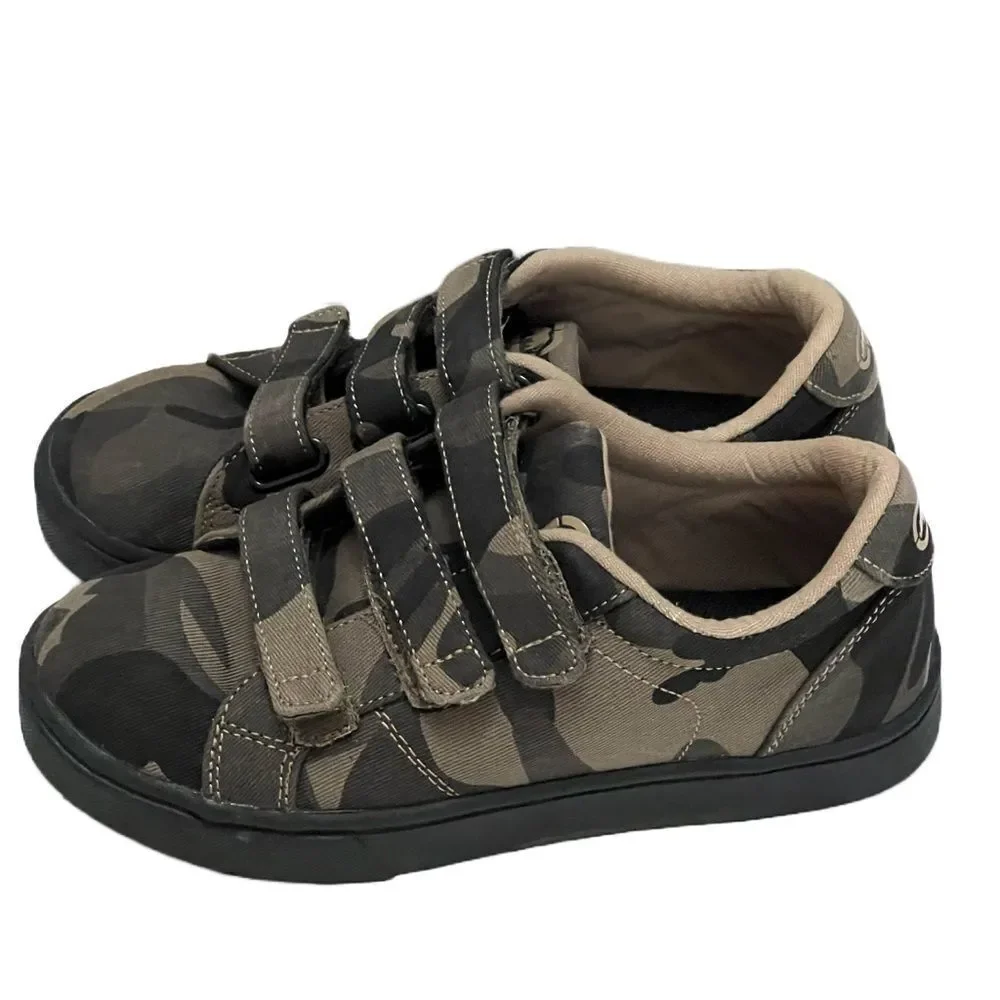 ECKO UNLTD Camo Canvas Shoes Big Kids Sz 3 Green Straps Hoop & Loop Casual Comfy - Picture 6 of 8